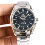 Omega Seamaster Aqua Terra GMT – Black Dial with Vertical Stripes and Stainless Steel Bracelet