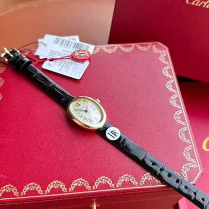 Cartier Santos-Dumont – Men's 18K Yellow Gold Automatic Watch Set with White Dial, Roman Numerals, and Integrated Bracelet