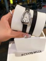 Bvlgari Serpenti – Women's Diamond-Encrusted Teardrop Watch with Black Alligator Strap and White Dial