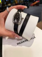 Bvlgari Serpenti – Women's Diamond-Encrusted Teardrop Watch with Black Alligator Strap and White Dial - 图片 8