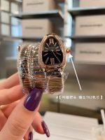 Bvlgari Serpenti – Women's Rose Gold Diamond Bracelet Watch with Black Dial, Ruby Crown, and Swiss 762 Movement