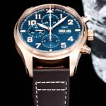 IWC Schaffhausen Pilot’s Watch Chronograph – Blue Dial with Rose Gold Case & Brown Leather Strap - 图片 4