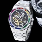 Audemars Piguet Royal Oak – Men's Rainbow Skeleton Watch with 18K Rose Gold Case, Gem-Set Bezel, and Integrated Bracelet - 图片 8