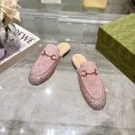 Gucci Olive Green GG Monogram Slides – Iconic Horsebit Buckle, Embossed Pattern, Original Box & Dust Bag