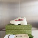 Gucci Rhyton Sneakers – White Leather, Gradient Logo, Chunky Sole, Original Box & Dust Bag