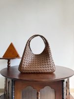 Bottega Veneta Brown Intrecciato Pouch Bag – Iconic Weave, Leather Hobo, Designer Handbag