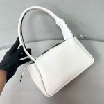 Prada-Style White Leather Top-Handle Bag – Minimalist Design with Gold-Tone Triangular Logo - 图片 10