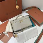 Loro Piana-Style Mini Box Bag – Premium Pebbled Leather, Iconic Lock Clasp, Designer Handbag with Detachable Strap in Multiple Colors