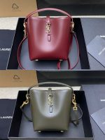 Saint Laurent-Style Tote Bag – Burgundy Quilted Leather with Metallic YSL Logo & Dual Handles – Designer-Inspired Work & Travel Bag for Women - 图片 12