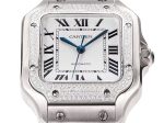 Cartier Santos-Dumont – Men's Stainless Steel Automatic Watch with White Dial, Roman Numerals, and Integrated Bracelet - 图片 2