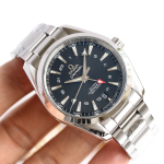 Omega Seamaster Aqua Terra GMT – Black Dial with Vertical Stripes and Stainless Steel Bracelet