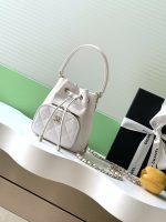 Chanel-Style Mini Bucket Bag – Quilted Leather with Drawstring Top & Gold-Tone Chain (Multi-Color Available)