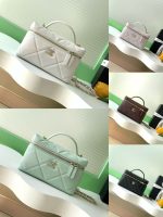 Chanel-Style Mini Box Bag – Quilted Caviar Leather with Top Handle & Gold-Tone Chain (Multi-Color Available)