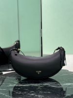 Prada-Style Leather & Nylon Tote Handbag – Minimalist Top Handle Bag with Triangular Logo – Designer-Inspired Shoulder Bag for Women