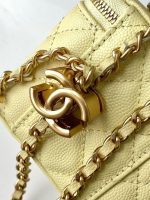 Chanel-Style Mini Box Bag – Quilted Caviar Leather with Gold-Tone Chain & CC Logo (6 Colors Available) - 图片 9
