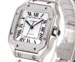 Cartier Santos-Dumont – Men's Stainless Steel Automatic Watch with White Dial, Roman Numerals, and Integrated Bracelet - 图片 7