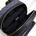 Gucci-Style GG Supreme Backpack – Dark Blue & Black Monogram Canvas with Leather Trim & Oval Logo Patch - 图片 10