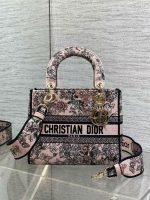 Dior Lady Dior Tote – Floral Print, Christian Dior Logo Stripe, Designer Handbag with Top Handle & Removable Strap - 图片 10