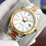 " Rolex Datejust Replica Watch – Two-Tone Steel & Yellow Gold, White Dial with Fluted Bezel  "
