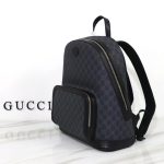 Gucci-Style GG Supreme Backpack – Dark Blue & Black Monogram Canvas with Leather Trim & Oval Logo Patch - 图片 9
