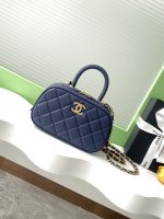 Chanel-Style Mini Oval Bag – Velvet Quilted Design with Top Handle & Gold-Tone Chain (6 Colors Available)
