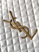 Saint Laurent-Style Quilted Tote Bag Set – Burgundy Leather with Gold-Tone YSL Logo + Matching Clutch - 图片 10