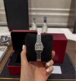 Cartier Santos-Dumont – Women's Stainless Steel Watch with White Dial, Roman Numerals, and Integrated Bracelet - 图片 4