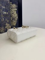 Dior Lady Dior Mini Bag – White Quilted Leather, Gold-Tone Hardware, Iconic CD Rings, Designer Tote - 图片 7
