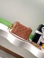 Chanel-Style Mini Box Bag – Quilted Caviar Leather with Gold-Tone Chain & CC Logo (6 Colors Available) - 图片 9