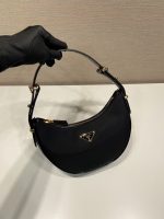 Prada-Style Leather & Nylon Tote Handbag – Minimalist Top Handle Bag with Triangular Logo – Designer-Inspired Shoulder Bag for Women