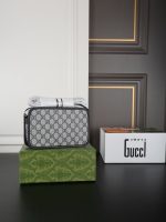 Gucci-Style Camera Bag – Black & White GG Monogram Canvas with Leather Trim & Oval Logo Patch - 图片 8