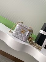 Chanel-Style Mini Box Bag – Quilted Caviar Leather with Gold-Tone Chain & CC Logo (6 Colors Available) - 图片 7