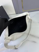 Prada-Style White Calf Leather Crossbody Bag – Embossed Triangular Logo with Buckle Strap - 图片 8