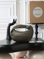 Bottega Veneta Olive Green Intrecciato Knot Bag – Iconic Weave, Artistic Handle, Leather Hobo, Designer Handbag