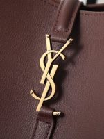 Saint Laurent-Style Tote Bag – Burgundy Quilted Leather with Metallic YSL Logo & Dual Handles – Designer-Inspired Work & Travel Bag for Women - 图片 5