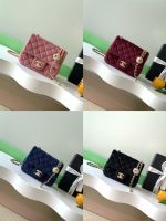 Chanel-Style Velvet Flap Bag – Classic Quilted Design with Gold-Tone Chain & Pearl Ball Charm (Multi-Color Available) - 图片 12