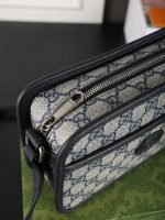 Gucci-Style Camera Bag – Black & White GG Monogram Canvas with Leather Trim & Oval Logo Patch - 图片 9
