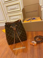 Louis Vuitton-Style Neverfull Bucket Bag – Brown Monogram Canvas with Soft Leather Trim & Adjustable Shoulder Strap - 图片 11