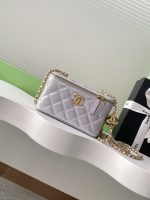 Chanel-Style Mini Box Bag – Quilted Caviar Leather with Gold-Tone Chain & CC Logo (6 Colors Available) - 图片 15
