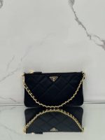 Prada-Style Leather & Nylon Tote Handbag – Minimalist Top Handle Bag with Triangular Logo – Designer-Inspired Shoulder Bag for Women - 图片 5