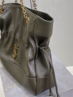 Saint Laurent-Style Tote Bag – Burgundy Quilted Leather with Metallic YSL Logo & Dual Handles – Designer-Inspired Work & Travel Bag for Women - 图片 3