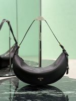 Prada-Style Leather & Nylon Tote Handbag – Minimalist Top Handle Bag with Triangular Logo – Designer-Inspired Shoulder Bag for Women - 图片 4
