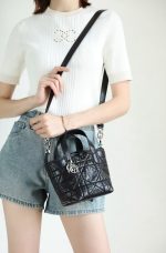 Dior Mini Lady Dior Bag – Quilted Leather, Iconic Logo Charm, Structured Silhouette, Designer Tote with Top Handle - 图片 6