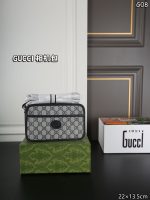 Gucci-Style Camera Bag – Black & White GG Monogram Canvas with Leather Trim & Oval Logo Patch