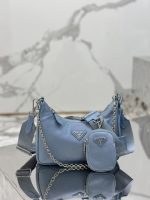 Prada-Style Leather & Nylon Tote Handbag – Minimalist Top Handle Bag with Triangular Logo – Designer-Inspired Shoulder Bag for Women