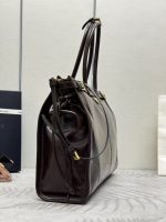 Prada-Style Leather & Nylon Tote Handbag – Minimalist Top Handle Bag with Triangular Logo – Designer-Inspired Shoulder Bag for Women - 图片 6