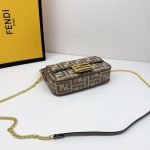 Fendi-Style Mini Bag – Brown FF Monogram Canvas with Gold-Tone Chain Strap, Iconic FF Lock Clasp & Top Handle - 图片 7