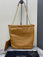 Saint Laurent-Style Tote Bag – Burgundy Quilted Leather with Metallic YSL Logo & Dual Handles – Designer-Inspired Work & Travel Bag for Women - 图片 8