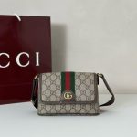 Gucci-Style Ophidia Mini Crossbody Bag – Beige GG Monogram Canvas with Red & Green Web Stripe, Gold-Tone Double G Buckle & Adjustable Strap - 图片 6