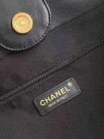 Chanel-Style Tote Bag – Black Leather with Raffia Trim & Embroidered “CHANEL PARIS” Logo - 图片 9
